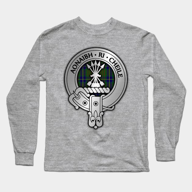 Clan Cameron Crest & Lochiel Hunting Tartan Long Sleeve T-Shirt by Taylor'd Designs